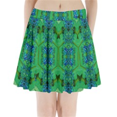 Vines Of Beautiful Flowers On A Painting In Mandala Style Pleated Mini Skirt by pepitasart