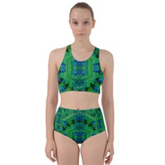 Vines Of Beautiful Flowers On A Painting In Mandala Style Racer Back Bikini Set by pepitasart