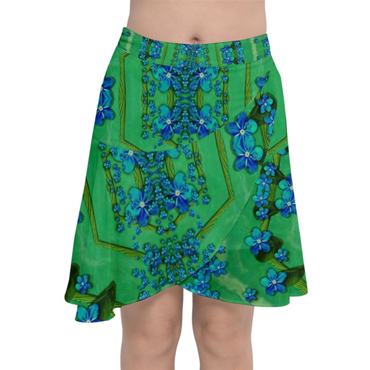 Vines Of Beautiful Flowers On A Painting In Mandala Style Chiffon Wrap Front Skirt