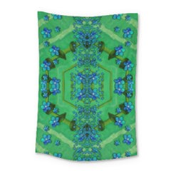 Vines Of Beautiful Flowers On A Painting In Mandala Style Small Tapestry by pepitasart