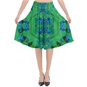 Vines Of Beautiful Flowers On A Painting In Mandala Style Flared Midi Skirt View1