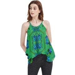 Vines Of Beautiful Flowers On A Painting In Mandala Style Flowy Camisole Tank Top by pepitasart