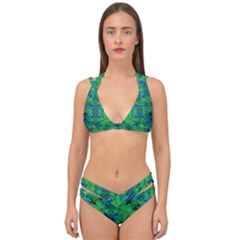 Vines Of Beautiful Flowers On A Painting In Mandala Style Double Strap Halter Bikini Set by pepitasart