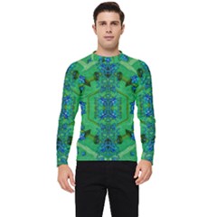 Vines Of Beautiful Flowers On A Painting In Mandala Style Men s Long Sleeve Rash Guard by pepitasart