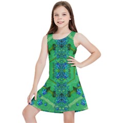 Vines Of Beautiful Flowers On A Painting In Mandala Style Kids  Lightweight Sleeveless Dress by pepitasart