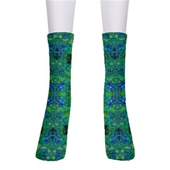 Vines Of Beautiful Flowers On A Painting In Mandala Style Crew Socks by pepitasart