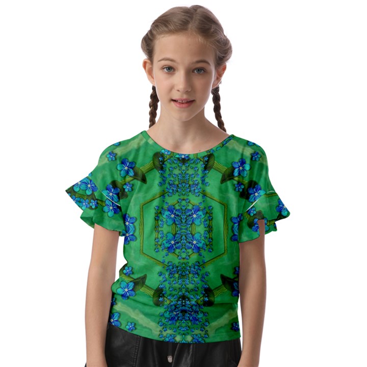 Vines Of Beautiful Flowers On A Painting In Mandala Style Kids  Cut Out Flutter Sleeves