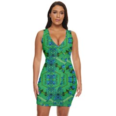 Vines Of Beautiful Flowers On A Painting In Mandala Style Draped Bodycon Dress