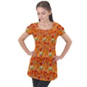 Animals Pet Cats Puff Sleeve Tunic Top View1