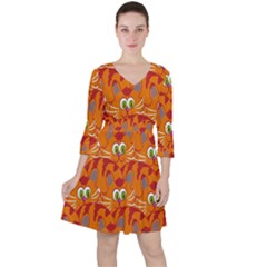 Animals Pet Cats Quarter Sleeve Ruffle Waist Dress by artworkshop