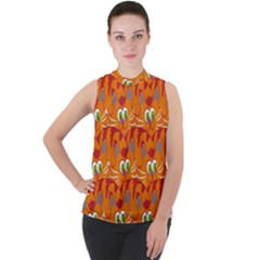 Animals Pet Cats Mock Neck Chiffon Sleeveless Top by artworkshop