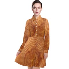 Annual Rings Tree Wood Long Sleeve Chiffon Shirt Dress by artworkshop