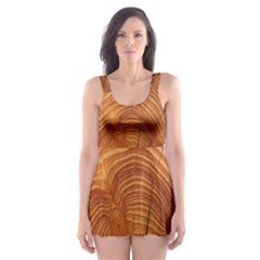 Annual Rings Tree Wood Skater Dress Swimsuit by artworkshop