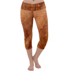 Annual Rings Tree Wood Capri Yoga Leggings by artworkshop