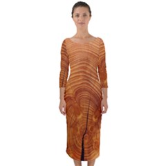 Annual Rings Tree Wood Quarter Sleeve Midi Bodycon Dress by artworkshop