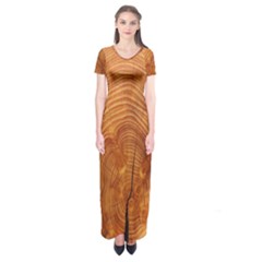 Annual Rings Tree Wood Short Sleeve Maxi Dress by artworkshop