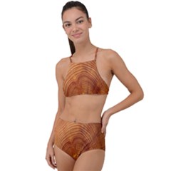 Annual Rings Tree Wood High Waist Tankini Set by artworkshop