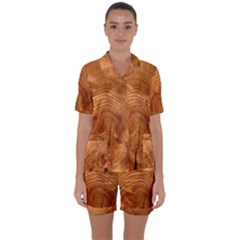 Annual Rings Tree Wood Satin Short Sleeve Pajamas Set by artworkshop