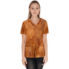 Annual Rings Tree Wood Women s V-neck Scrub Top by artworkshop