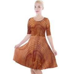 Annual Rings Tree Wood Quarter Sleeve A-line Dress by artworkshop