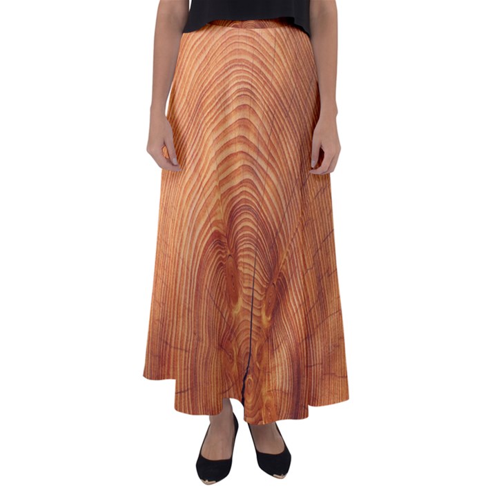 Annual Rings Tree Wood Flared Maxi Skirt