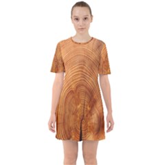 Annual Rings Tree Wood Sixties Short Sleeve Mini Dress by artworkshop