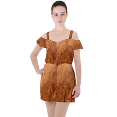 Annual Rings Tree Wood Ruffle Cut Out Chiffon Playsuit by artworkshop