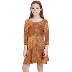 Annual Rings Tree Wood Kids  Quarter Sleeve Skater Dress by artworkshop