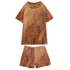 Annual Rings Tree Wood Kids  Swim Tee And Shorts Set by artworkshop