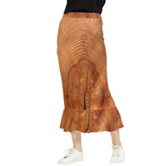 Annual Rings Tree Wood Maxi Fishtail Chiffon Skirt by artworkshop