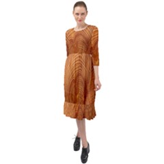 Annual Rings Tree Wood Ruffle End Midi Chiffon Dress by artworkshop