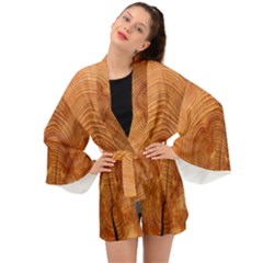 Annual Rings Tree Wood Long Sleeve Kimono by artworkshop