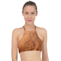 Annual Rings Tree Wood Racer Front Bikini Top by artworkshop