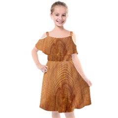 Annual Rings Tree Wood Kids  Cut Out Shoulders Chiffon Dress by artworkshop