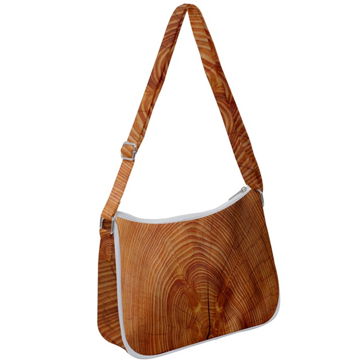 Annual Rings Tree Wood Zip Up Shoulder Bag