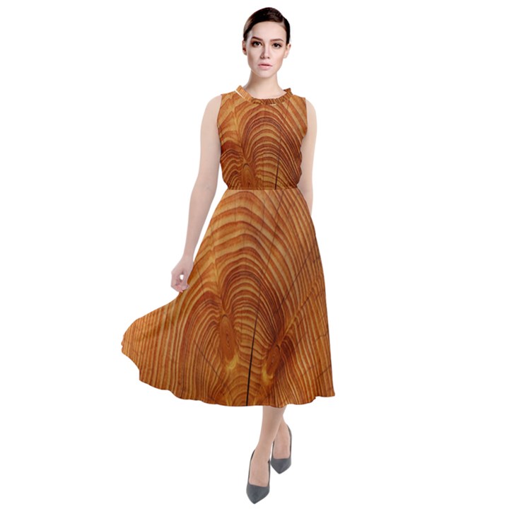 Annual Rings Tree Wood Round Neck Boho Dress