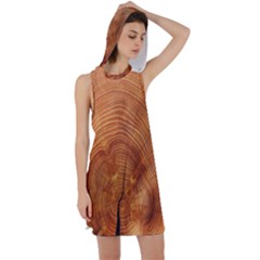 Annual Rings Tree Wood Racer Back Hoodie Dress by artworkshop