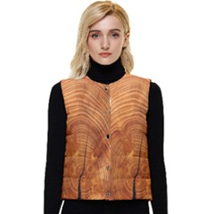 Annual Rings Tree Wood Women s Short Button Up Puffer Vest by artworkshop