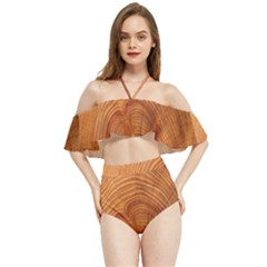 Annual Rings Tree Wood Halter Flowy Bikini Set  by artworkshop