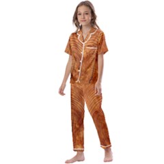 Annual Rings Tree Wood Kids  Satin Short Sleeve Pajamas Set