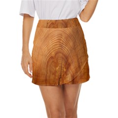 Annual Rings Tree Wood Mini Front Wrap Skirt