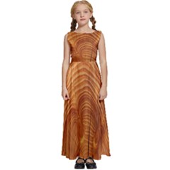 Annual Rings Tree Wood Kids  Satin Sleeveless Maxi Dress