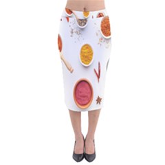 Masala Spices Food Velvet Midi Pencil Skirt by artworkshop