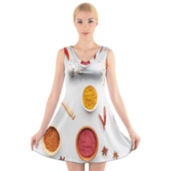 Masala Spices Food V-neck Sleeveless Dress by artworkshop