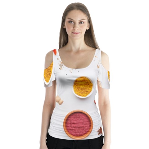 Masala Spices Food Butterfly Sleeve Cutout Tee  by artworkshop