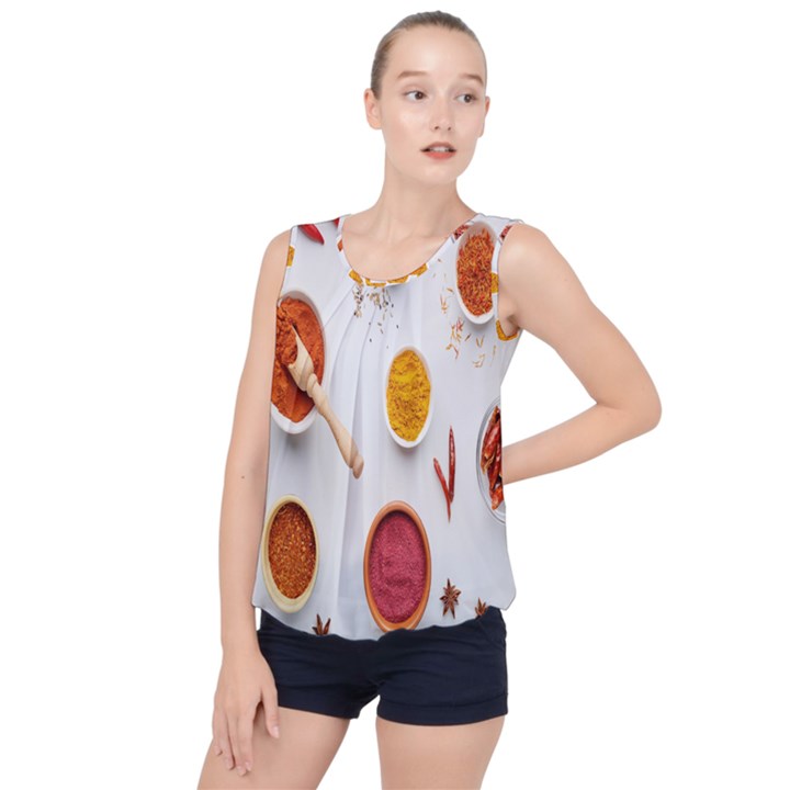 Masala Spices Food Bubble Hem Chiffon Tank Top