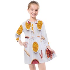 Masala Spices Food Kids  Quarter Sleeve Shirt Dress by artworkshop