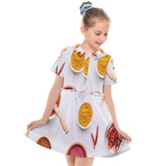 Masala Spices Food Kids  Short Sleeve Shirt Dress by artworkshop