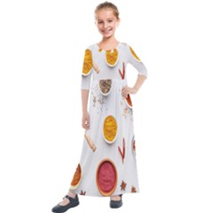 Masala Spices Food Kids  Quarter Sleeve Maxi Dress by artworkshop