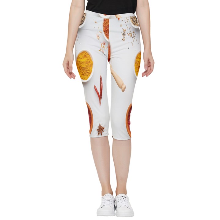 Masala Spices Food Inside Out Lightweight Velour Capri Leggings 